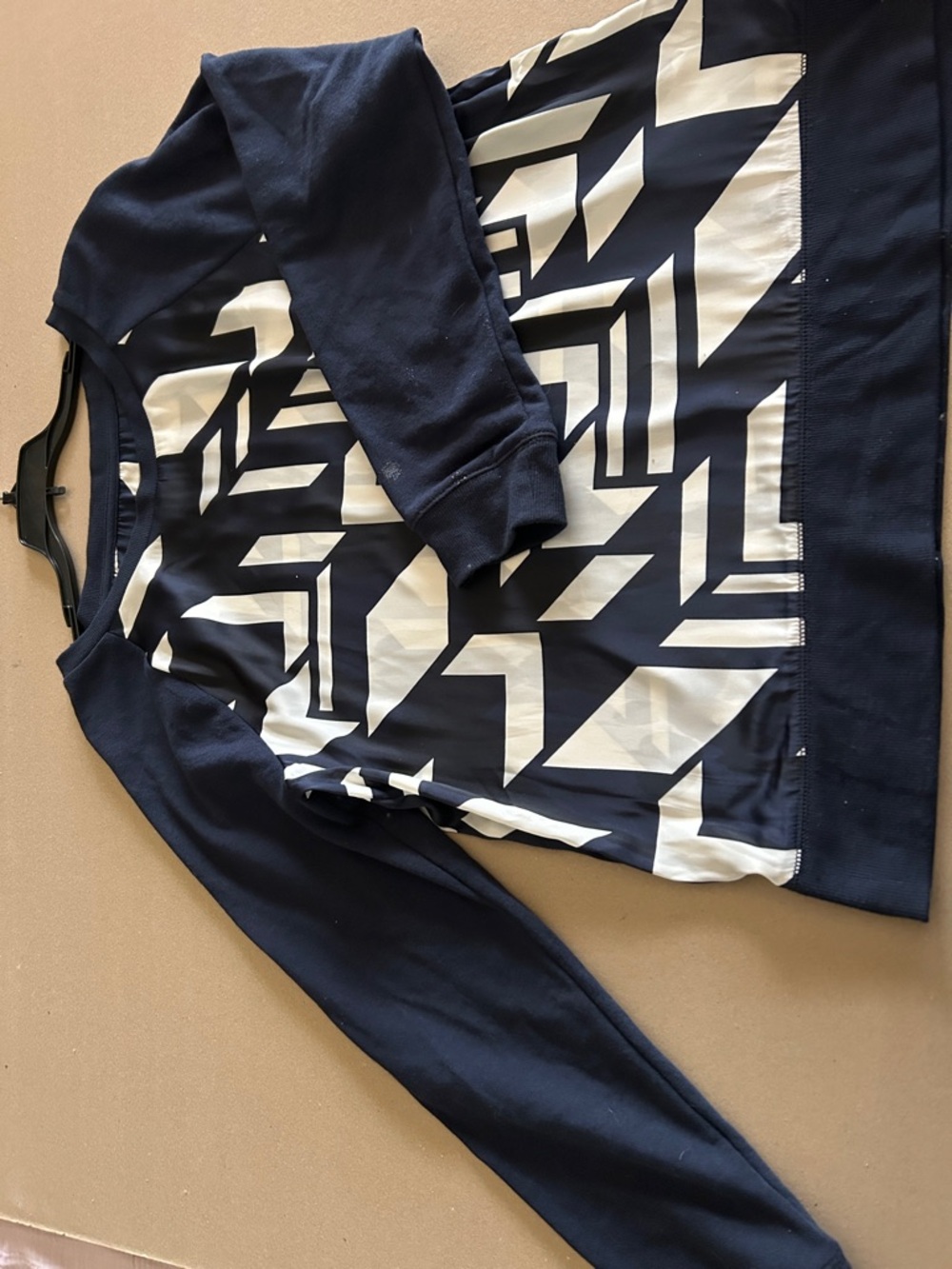 jcpenney Navy and White Geometric Pullover Top